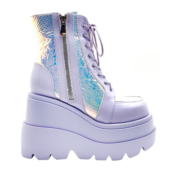 Cape Robbin X LASR Exclusive RADIO Fairy Kiss Lavender Platform Boots - Picture 1 of 3